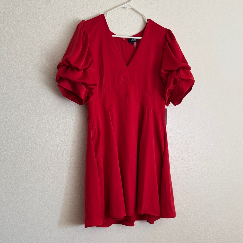 1. State Red Mini Dress with Puff Sleeves